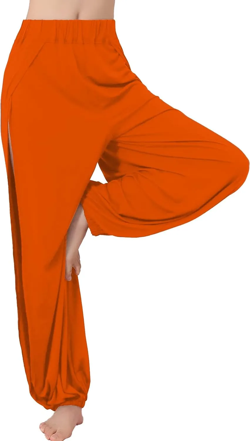 Hoerev Women's Soft Slit Leg Pants Harem Dance Yoga Pilates Pants