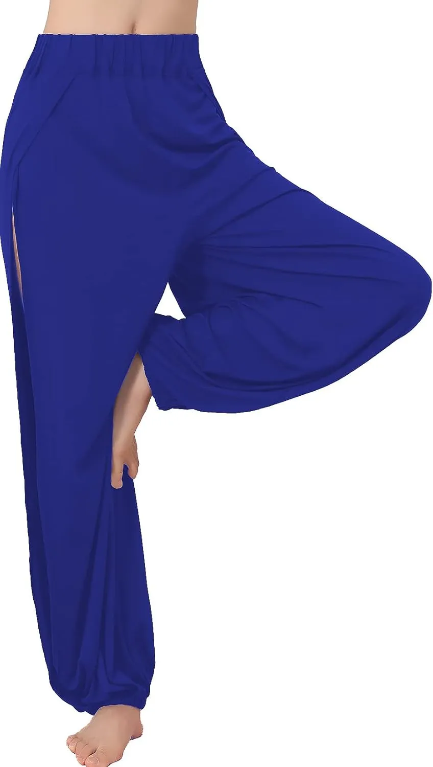 Hoerev Women's Soft Slit Leg Pants Harem Dance Yoga Pilates Pants