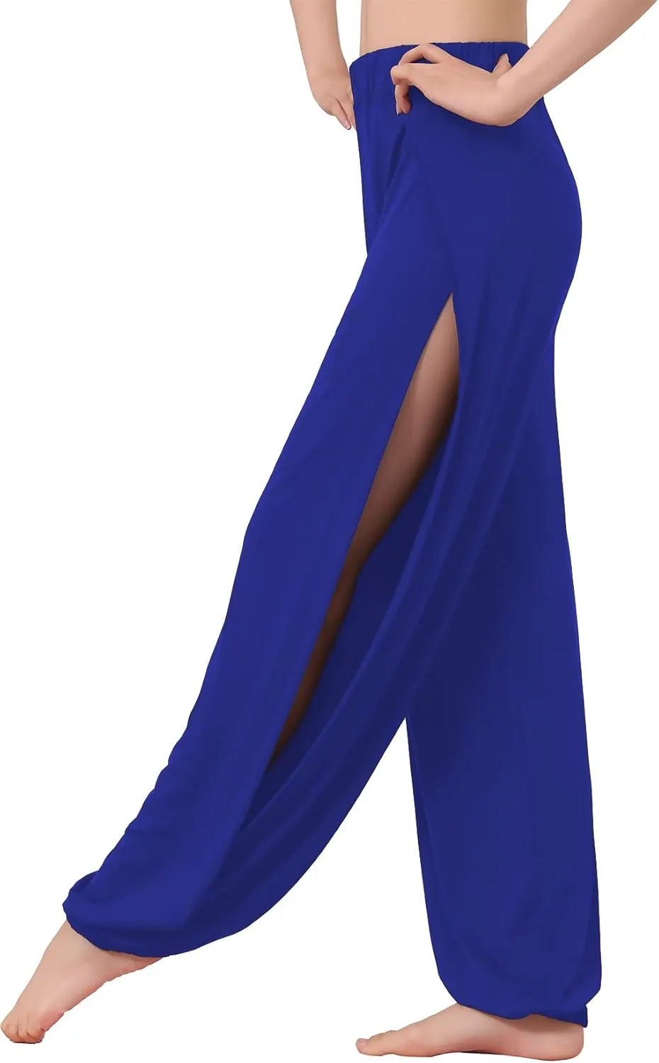 Hoerev Women's Soft Slit Leg Pants Harem Dance Yoga Pilates Pants