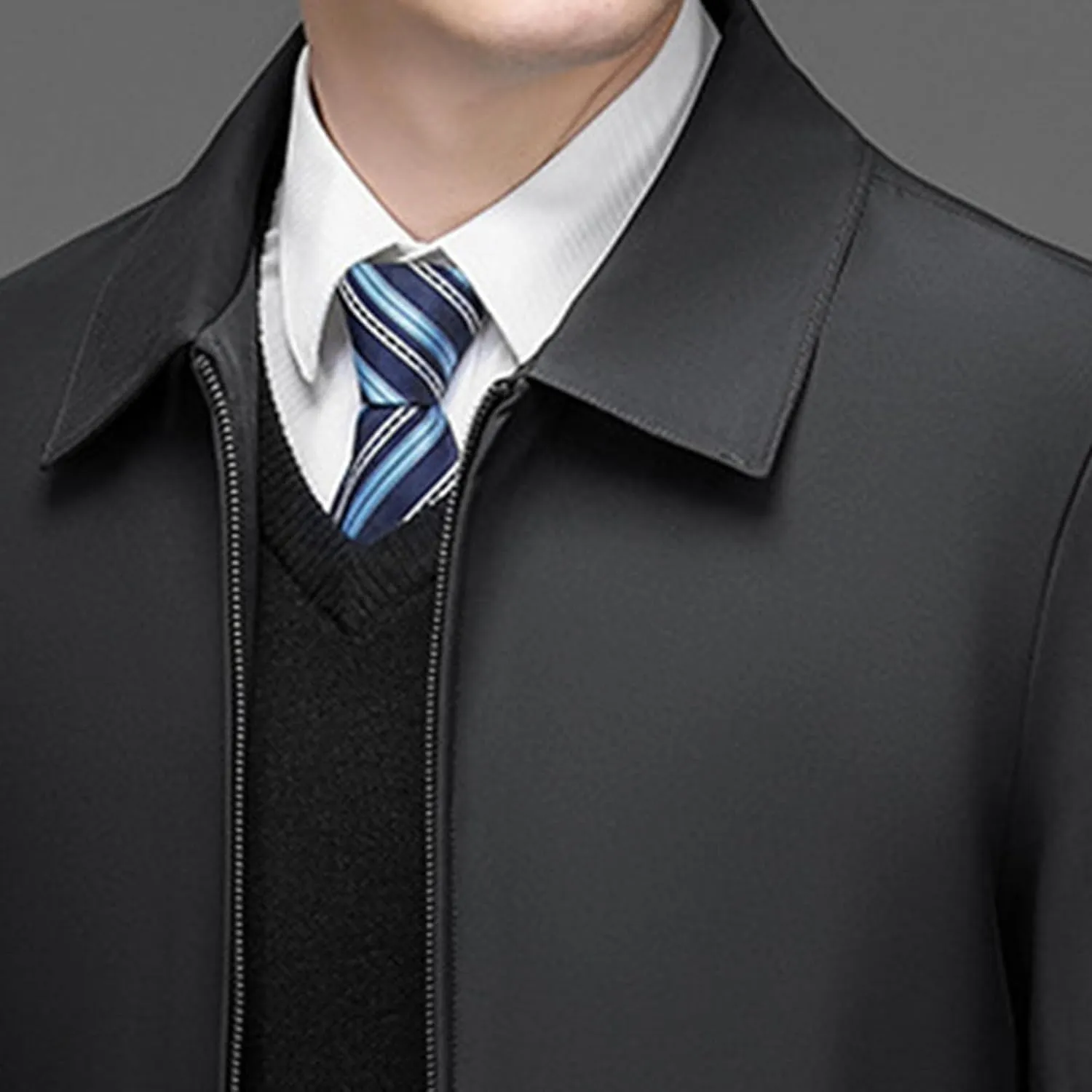 JEsilunmaMY Men's Business Casual Bomber Jacket Zip Up Lapel Lightweight Windbreaker Warm Winter Working Padded Coats