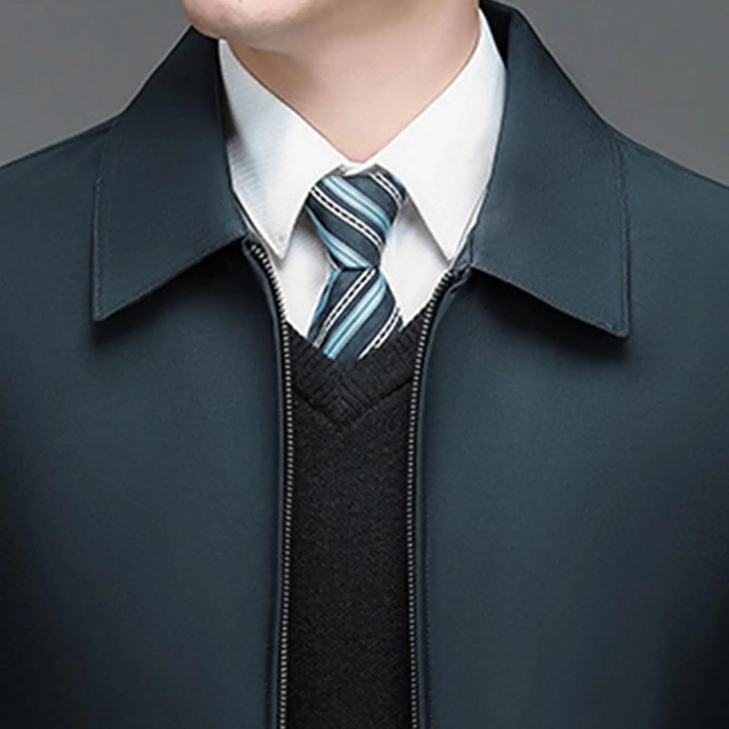 JEsilunmaMY Men's Business Casual Bomber Jacket Zip Up Lapel Lightweight Windbreaker Warm Winter Working Padded Coats