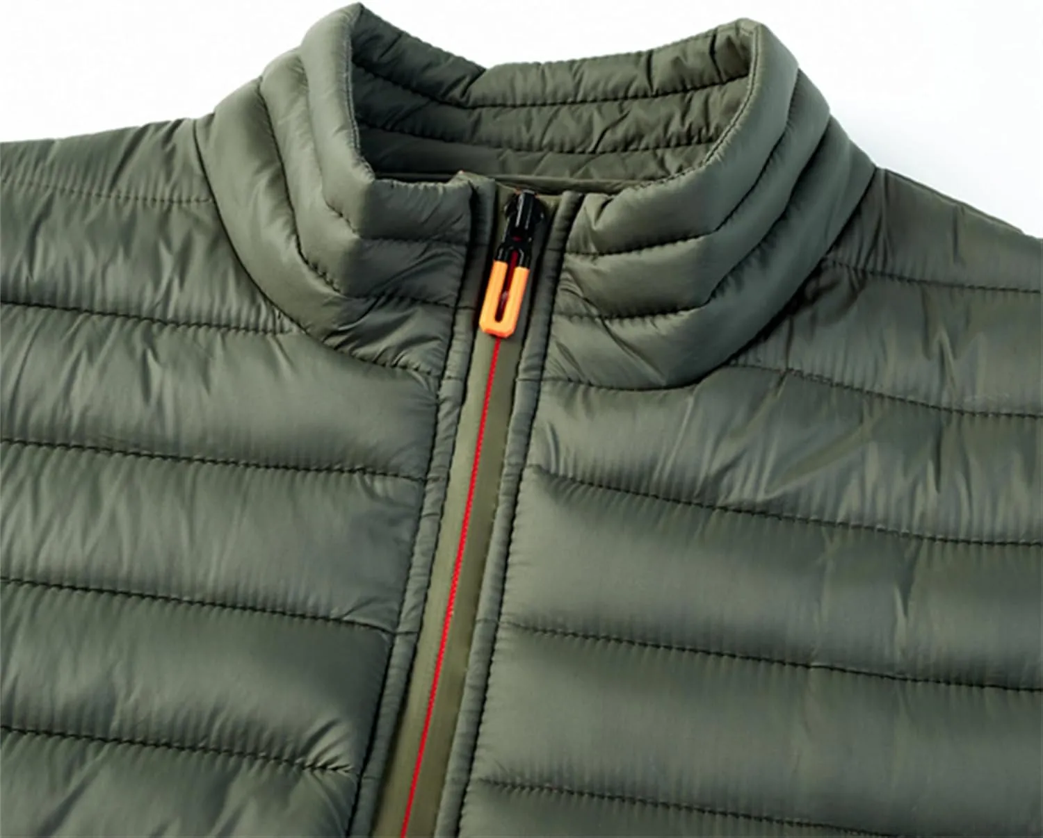 JEsilunmaMY Men's Casual Padded Vest Coats Sleeveless Stand Collar Zip Cotton Vest Jacket Lightweight Packable Puffer Vest