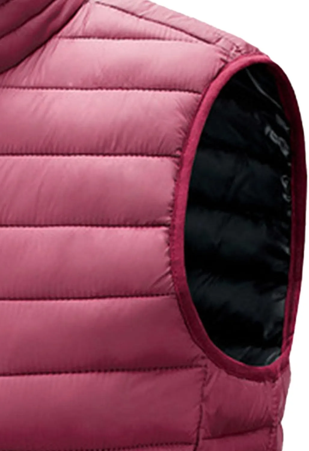 JEsilunmaMY Men's Casual Padded Vest Coats Sleeveless Stand Collar Zip Cotton Vest Jacket Lightweight Packable Puffer Vest