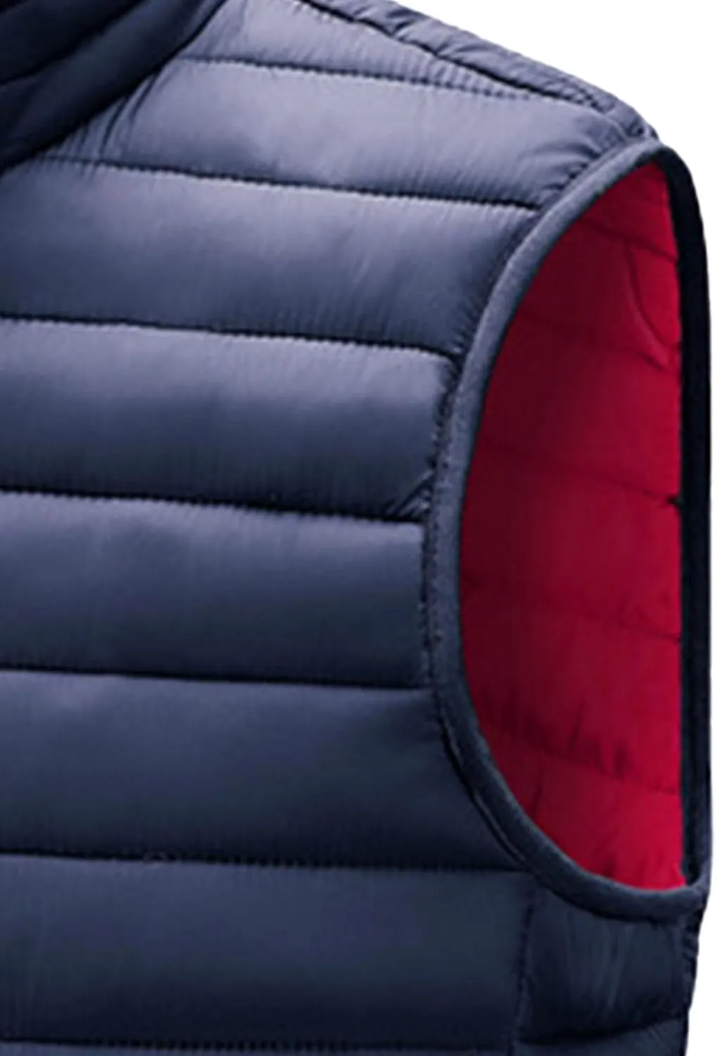 JEsilunmaMY Men's Casual Padded Vest Coats Sleeveless Stand Collar Zip Cotton Vest Jacket Lightweight Packable Puffer Vest