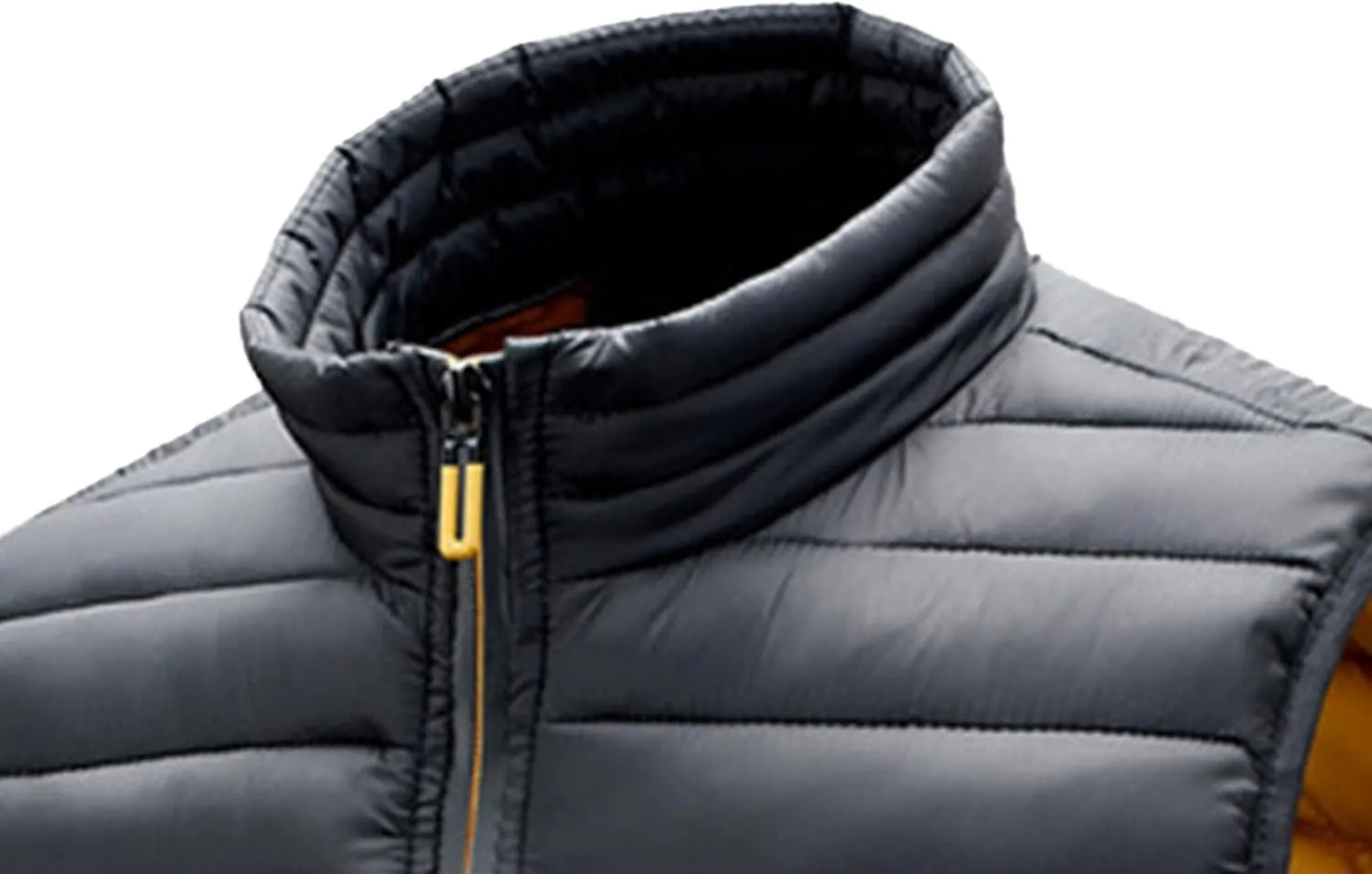 JEsilunmaMY Men's Casual Padded Vest Coats Sleeveless Stand Collar Zip Cotton Vest Jacket Lightweight Packable Puffer Vest