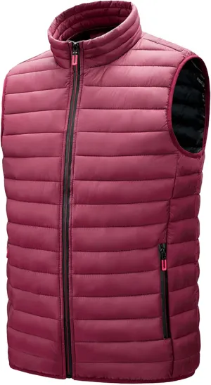 JEsilunmaMY Men's Casual Padded Vest Coats Sleeveless Stand Collar Zip Cotton Vest Jacket Lightweight Packable Puffer Vest