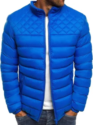 JEsilunmaMY Men's Diamond Stand Collar Puffer Jacket Winter Coat Quilted Padded Down Jacket Insulated Puffy Varsity Coat