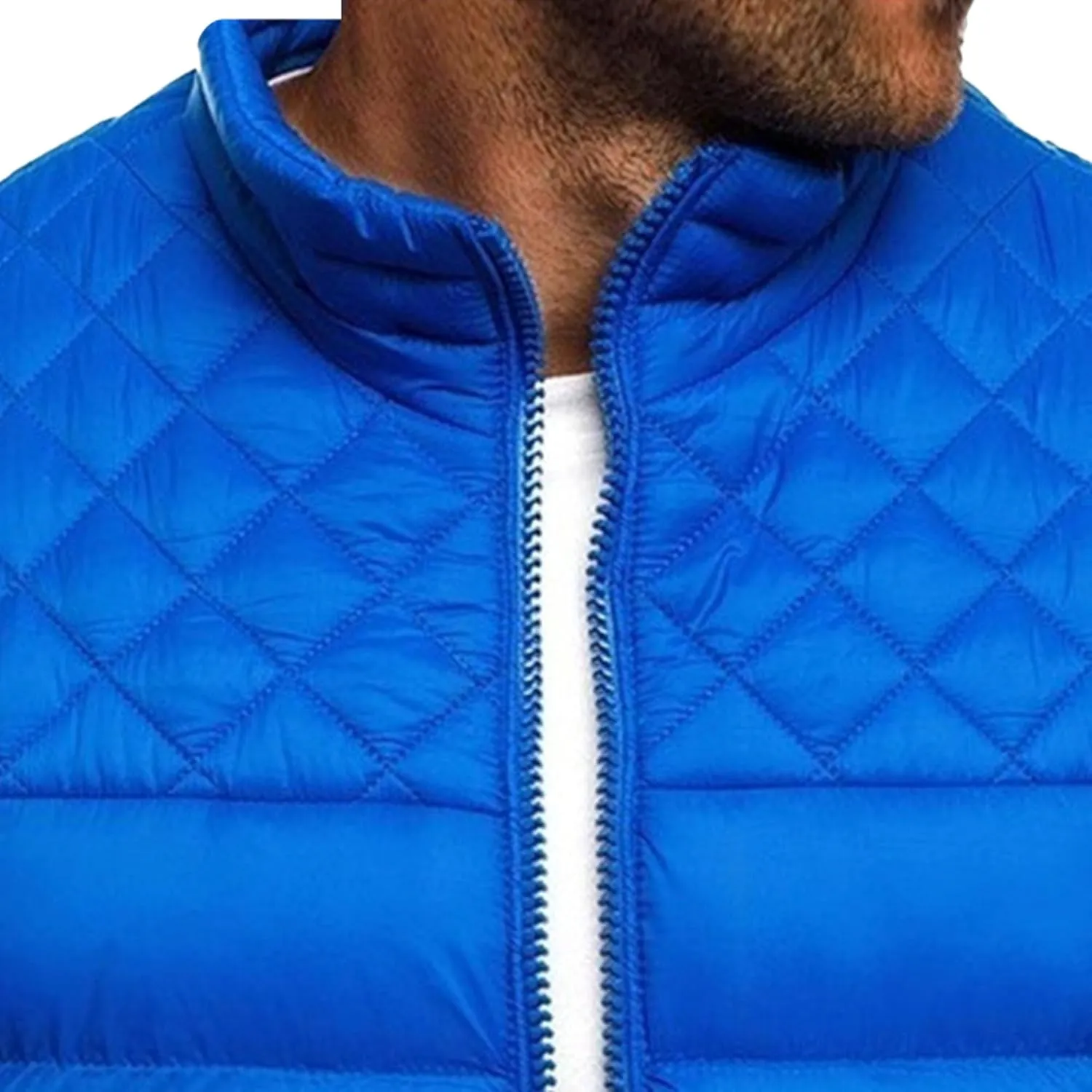 JEsilunmaMY Men's Diamond Stand Collar Puffer Jacket Winter Coat Quilted Padded Down Jacket Insulated Puffy Varsity Coat