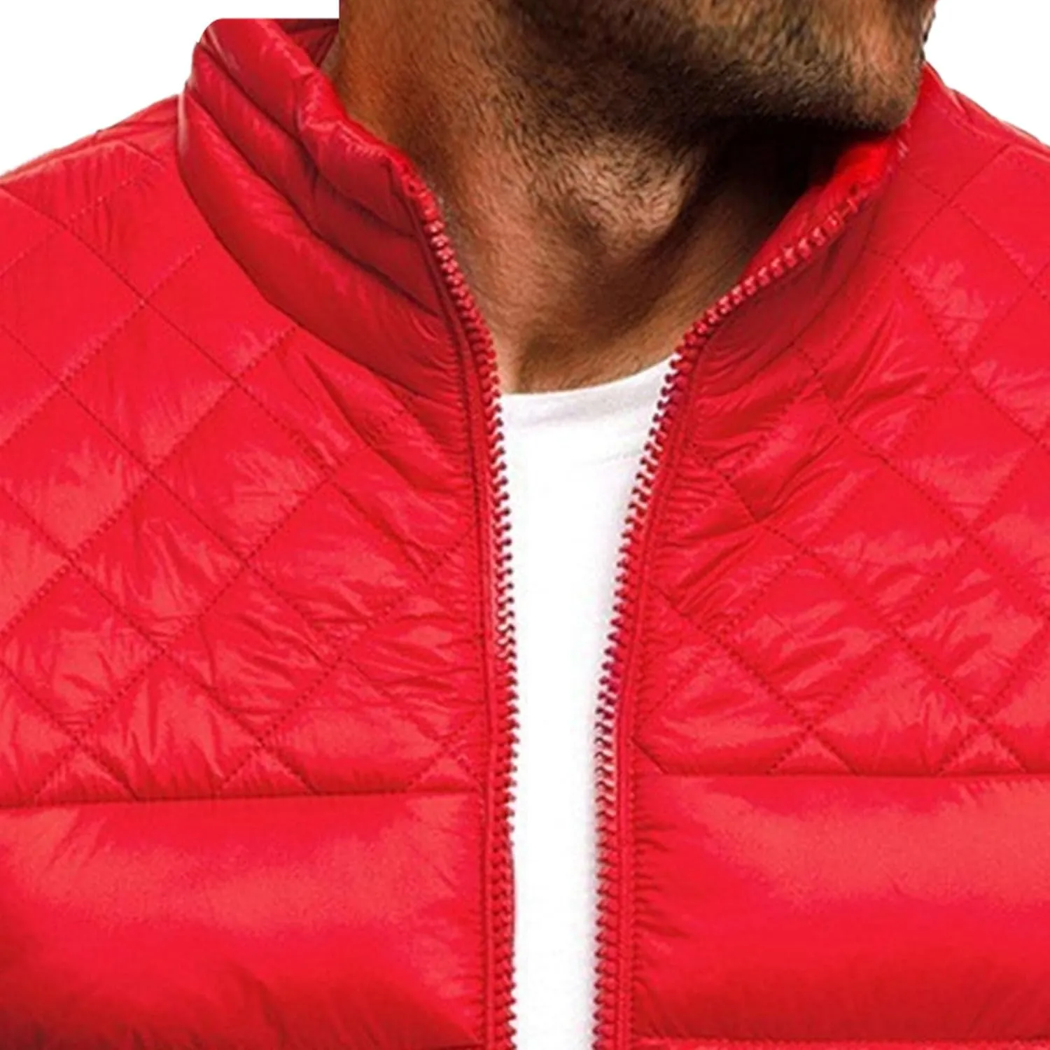 JEsilunmaMY Men's Diamond Stand Collar Puffer Jacket Winter Coat Quilted Padded Down Jacket Insulated Puffy Varsity Coat