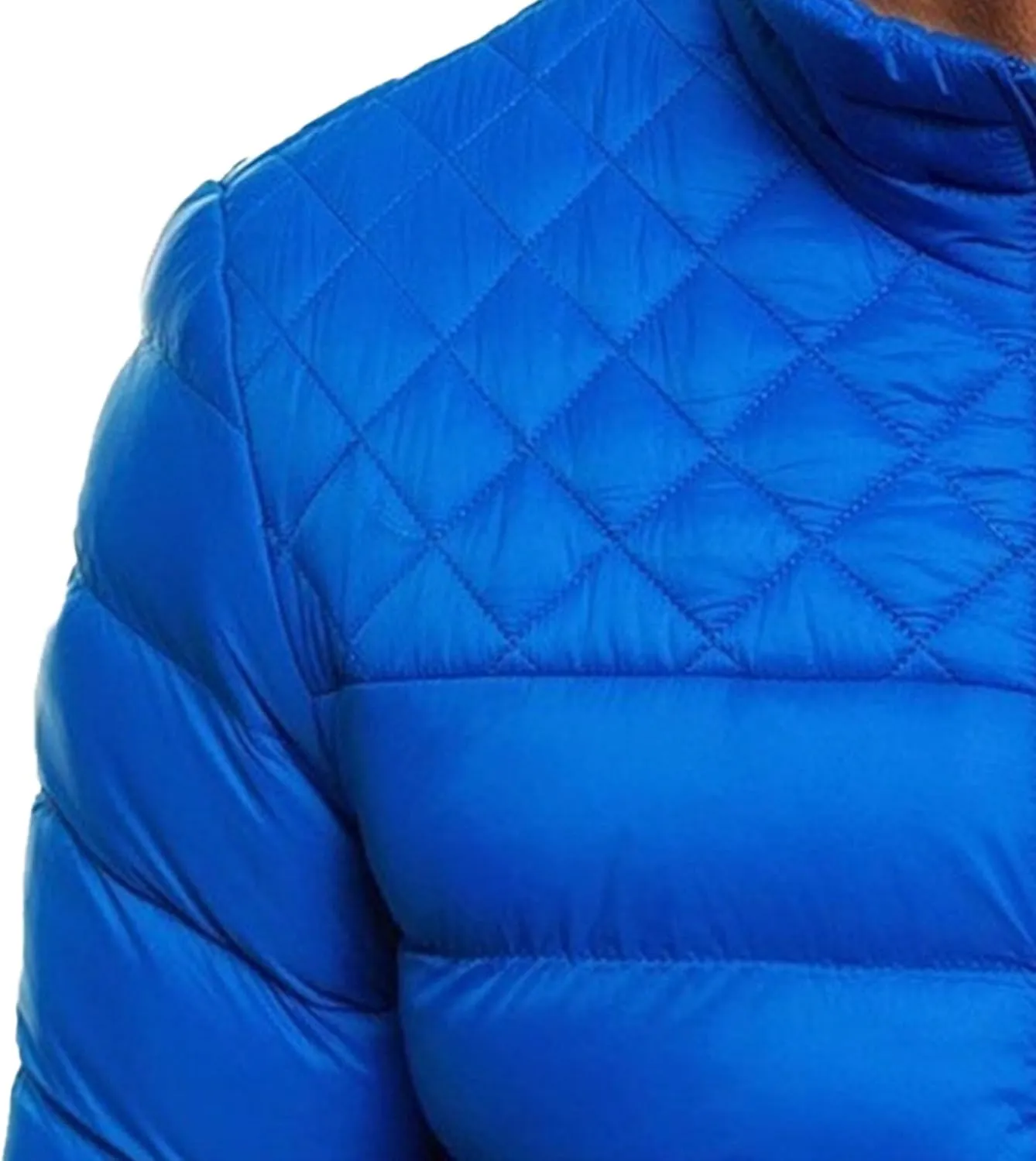 JEsilunmaMY Men's Diamond Stand Collar Puffer Jacket Winter Coat Quilted Padded Down Jacket Insulated Puffy Varsity Coat
