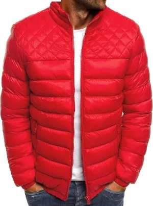 JEsilunmaMY Men's Diamond Stand Collar Puffer Jacket Winter Coat Quilted Padded Down Jacket Insulated Puffy Varsity Coat