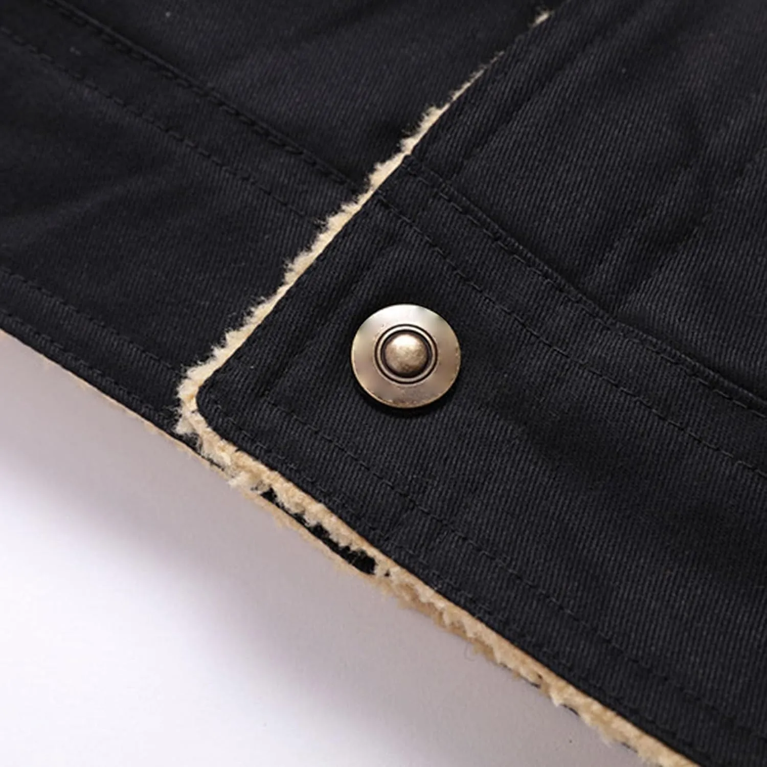 JEsilunmaMY Men's Multi-Pocket Cotton Cargo Jacket Sherpa Lined Casual Shacket Jackets Button Down Warm Winter Padded Coats