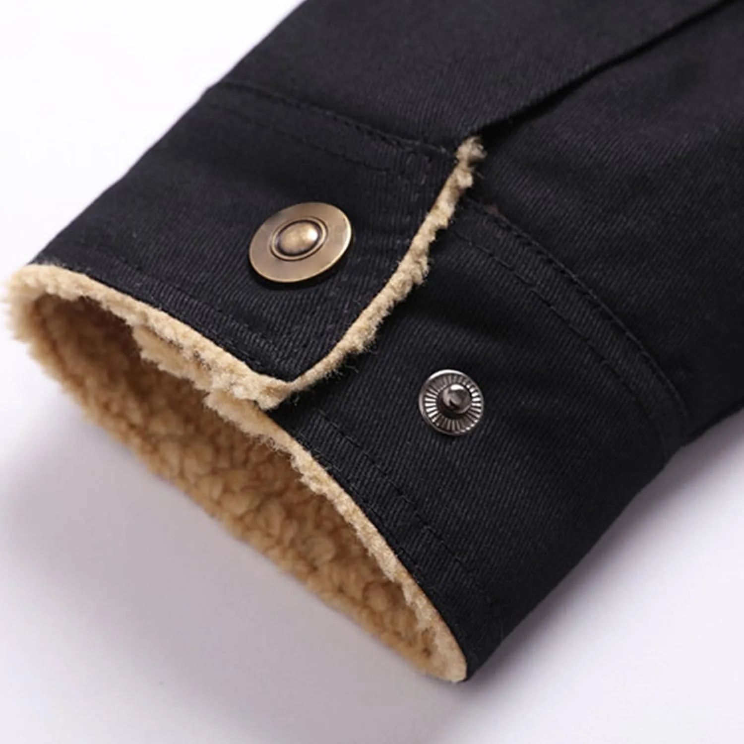JEsilunmaMY Men's Multi-Pocket Cotton Cargo Jacket Sherpa Lined Casual Shacket Jackets Button Down Warm Winter Padded Coats