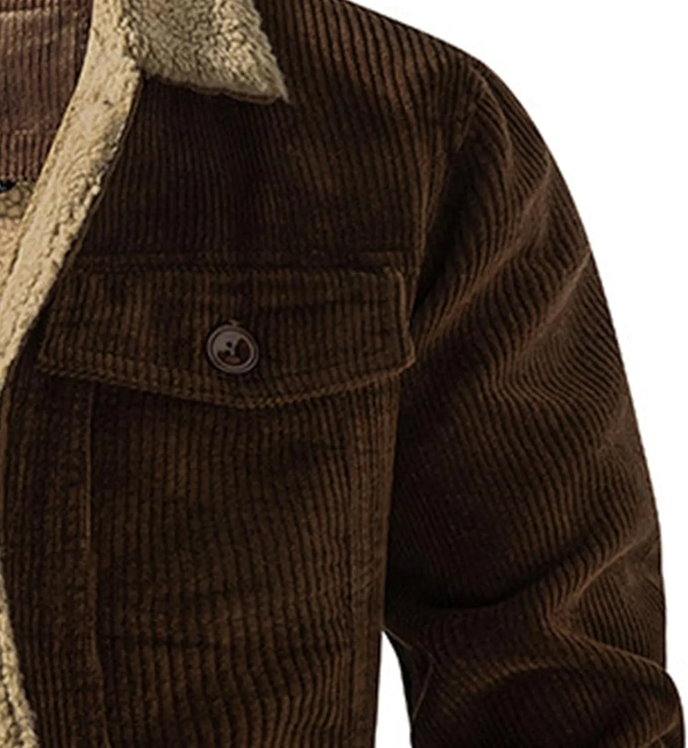 JEsilunmaMY Men's Sherpa Lined Winter Corduroy Jacket Button Down Wash Padded Coats Casual Fleece Cotton Cargo Jacket
