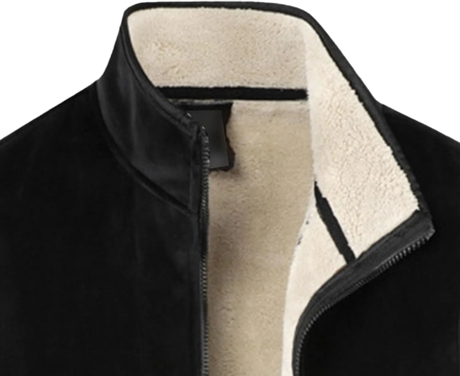 JEsilunmaMY Men's Stand Collar Fleece Vest Jacket Sleeveless Zip Up Sherpa Lined Cotton Vest Casual Warm Padded Vest Coats