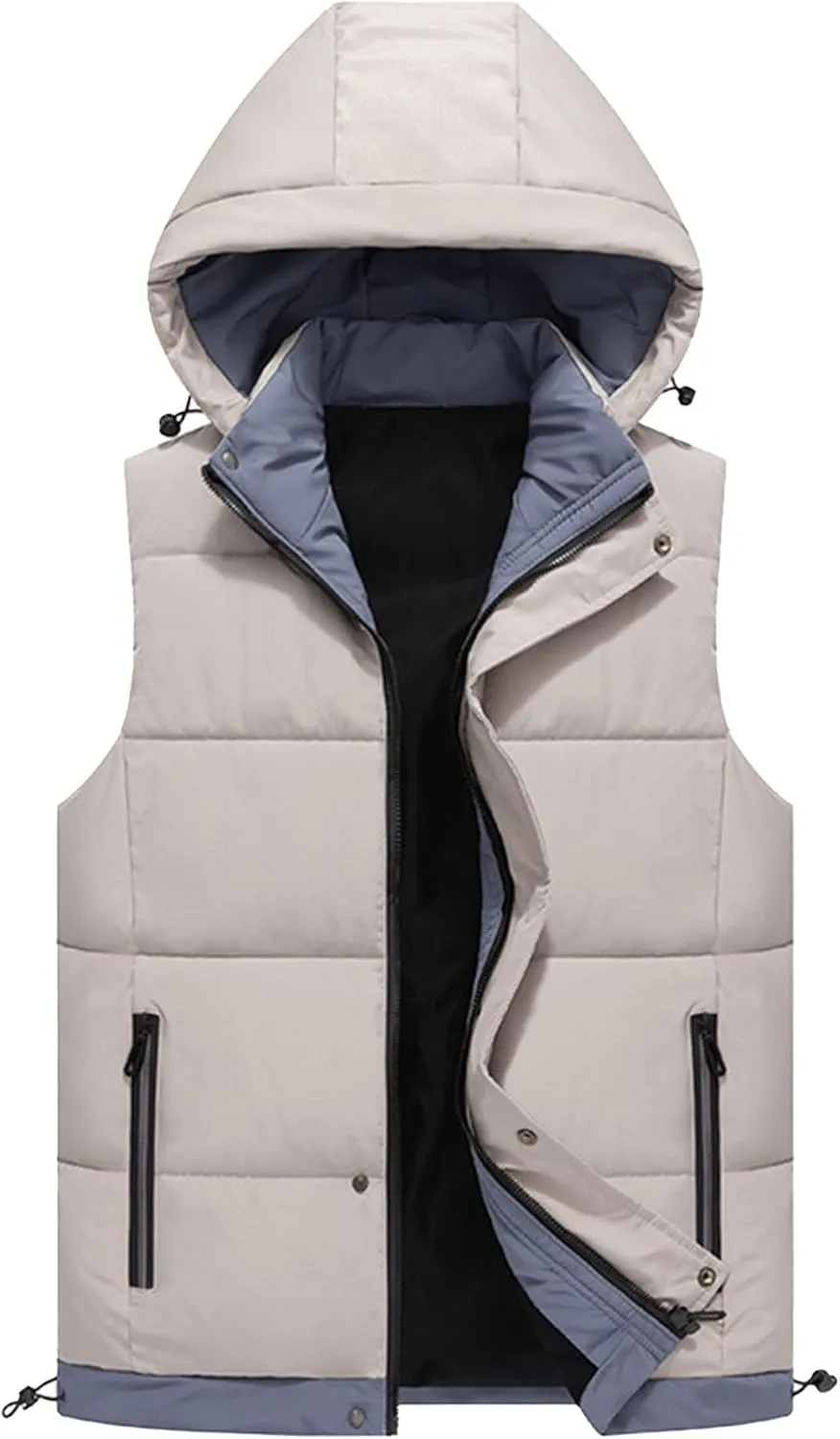 JEsilunmaMY Men's Thicken Hooded Padded Vest Sleeveless Warm Winter Cotton Vest Jacket Lightweight Quilted Puffer Vest Coats
