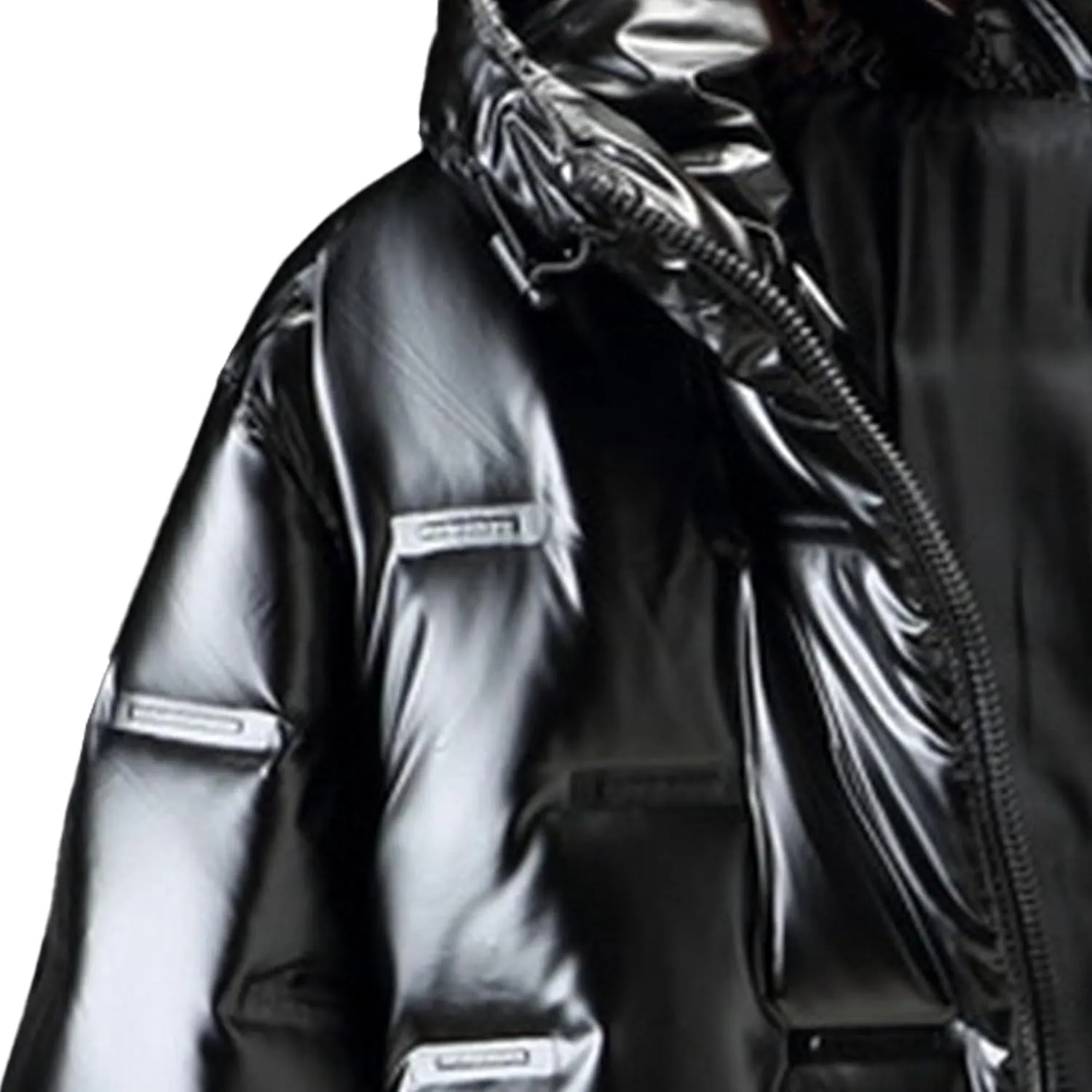 JEsilunmaMY Men's Thicken Shiny Puffer Jacket Winter Coat Zip Up Hooded Parka Down Jacket Waterproof Warm Snow Ski Puffy Coat