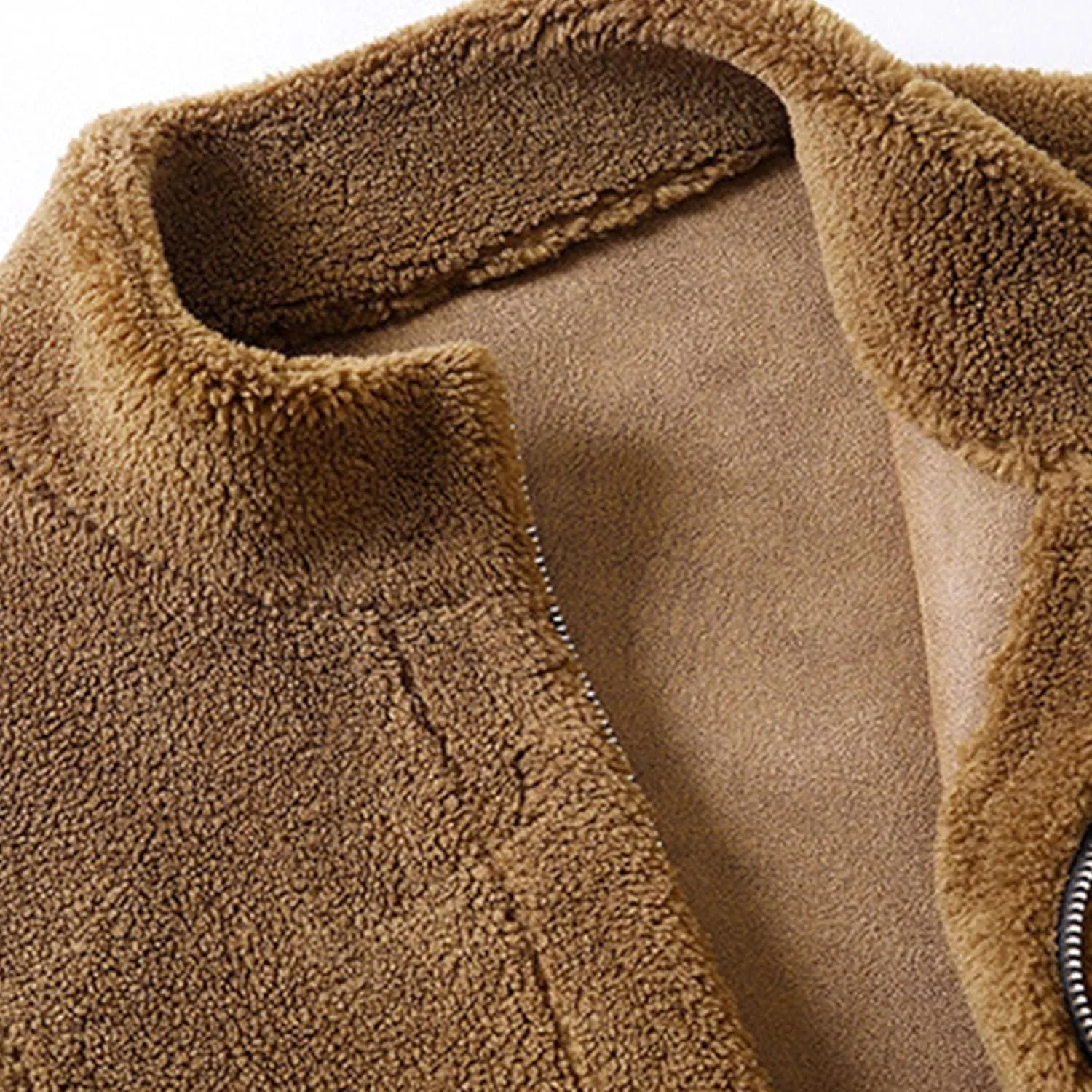 JEsilunmaMY Men's Thicken Warm Winter Sherpa Vests Sleeveless Stand Collar Fleece Cotton Vest Casual Warm Padded Vest Coats