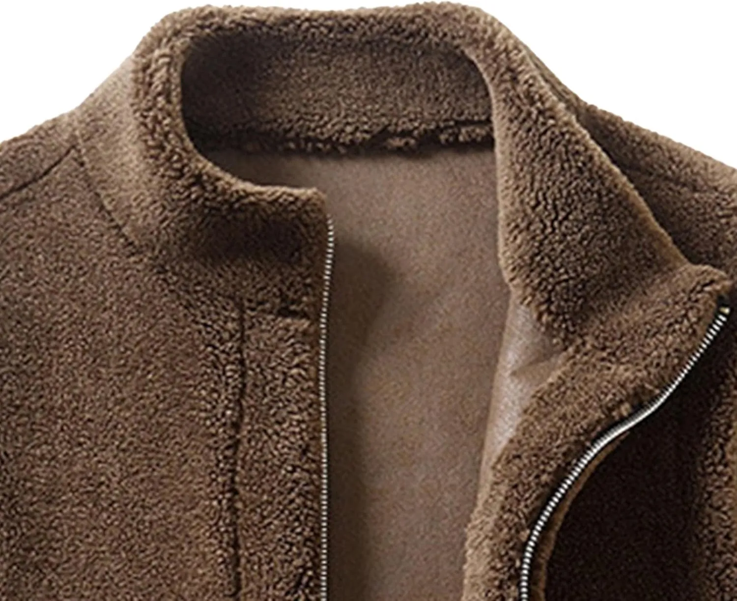 JEsilunmaMY Men's Thicken Warm Winter Sherpa Vests Sleeveless Stand Collar Fleece Cotton Vest Casual Warm Padded Vest Coats