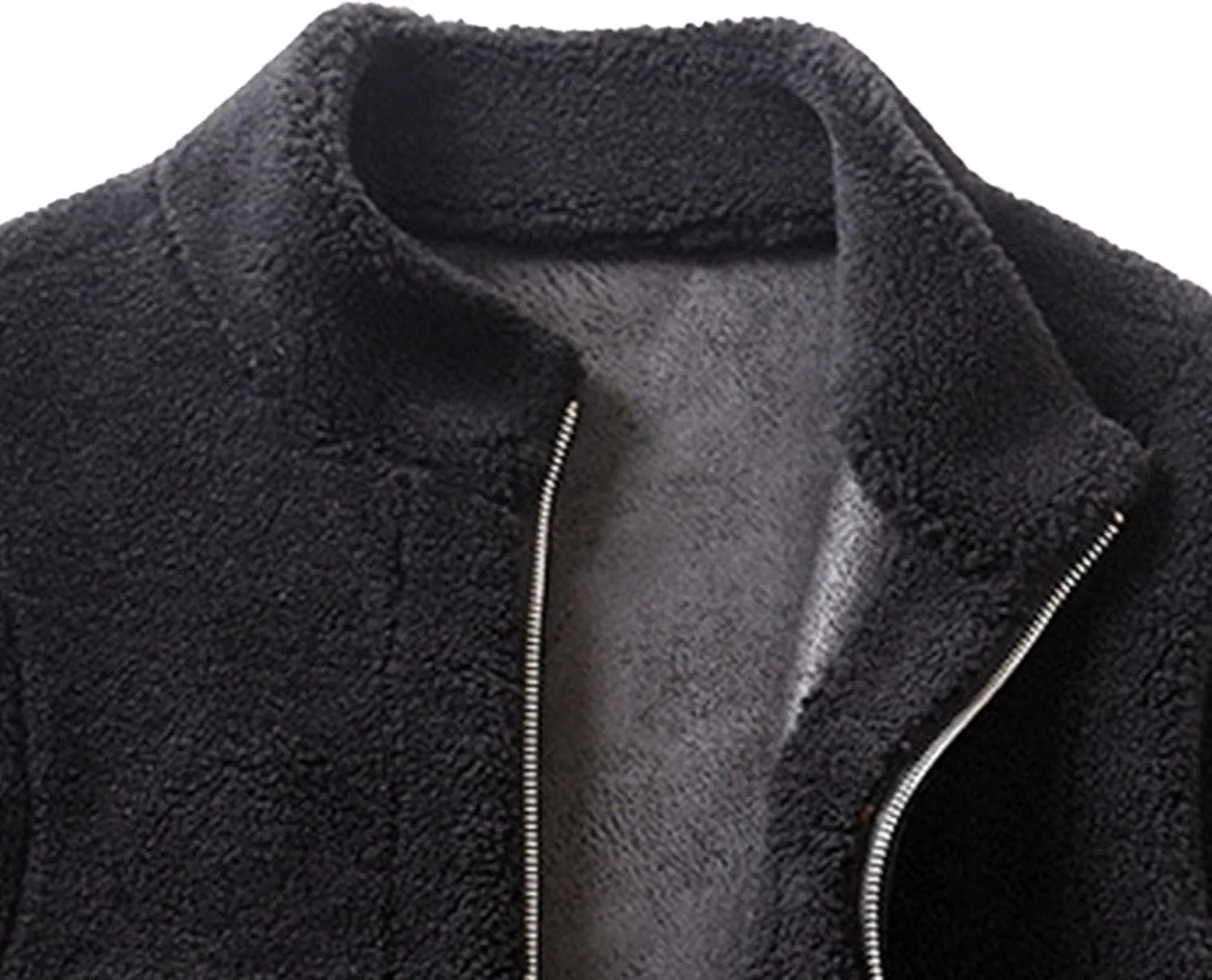 JEsilunmaMY Men's Thicken Warm Winter Sherpa Vests Sleeveless Stand Collar Fleece Cotton Vest Casual Warm Padded Vest Coats