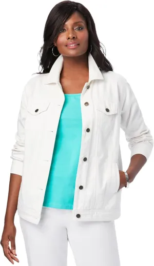 Jessica London Women's Plus Size Classic Cotton Button Down Denim Jean Jacket