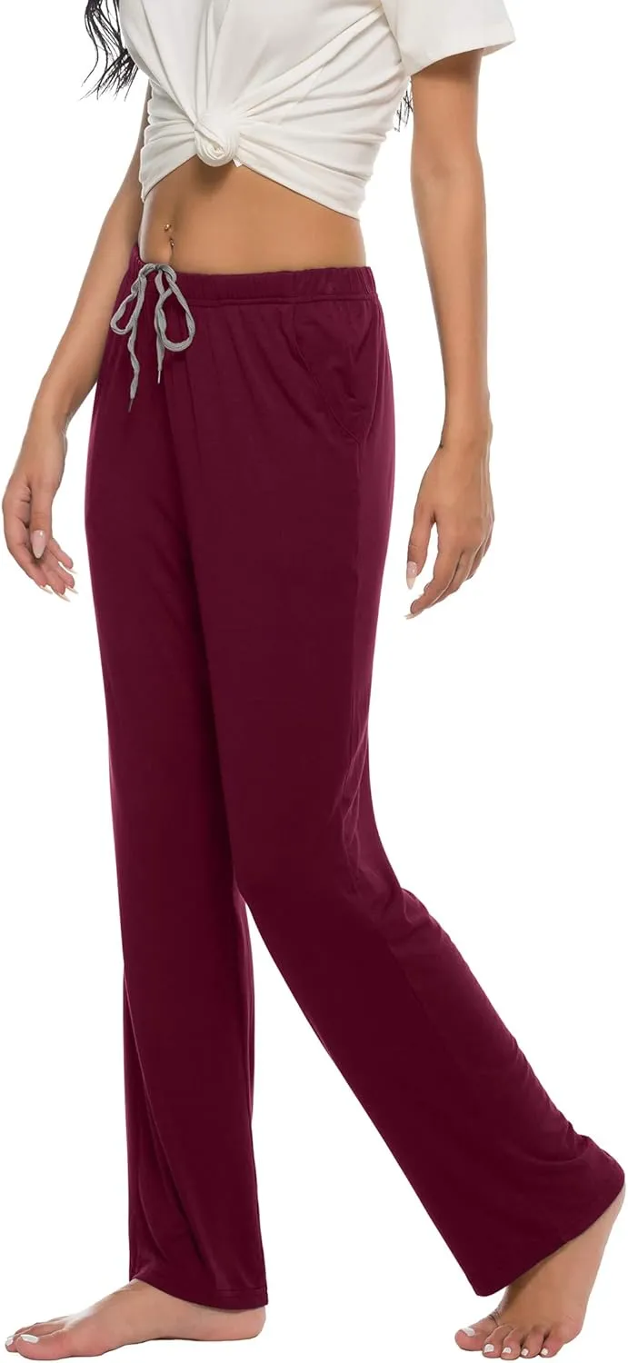 JINSHI Womens Pajama Pants with Pockets Soft Comfortable Lightweight Elastic Drawstring Modal Pajama Bottoms Lounge Pants