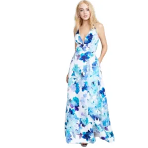 Jump Deep V-Neck Cutout-Back Gown