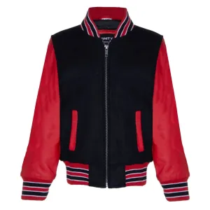 Kids Black Red Varsity Bomber Jacket