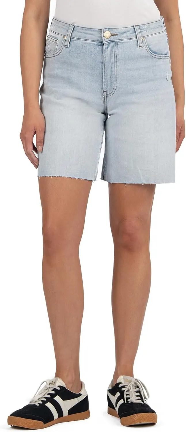KUT from the Kloth Hailey High Rise Bermuda Raw Hem Ladies Denim Shorts
