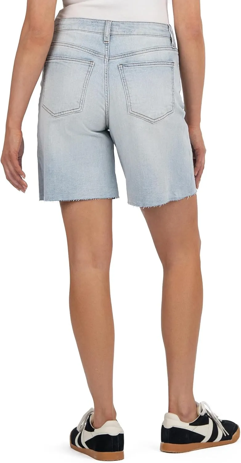 KUT from the Kloth Hailey High Rise Bermuda Raw Hem Ladies Denim Shorts