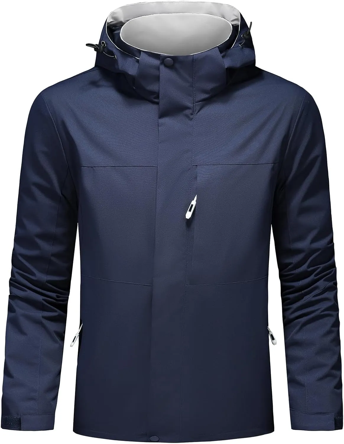 Lamgool Waterproof Jackets for Men Lightweight Rain Jacket Hooded Raincoat Zip Windbreaker for Running Hiking Travel