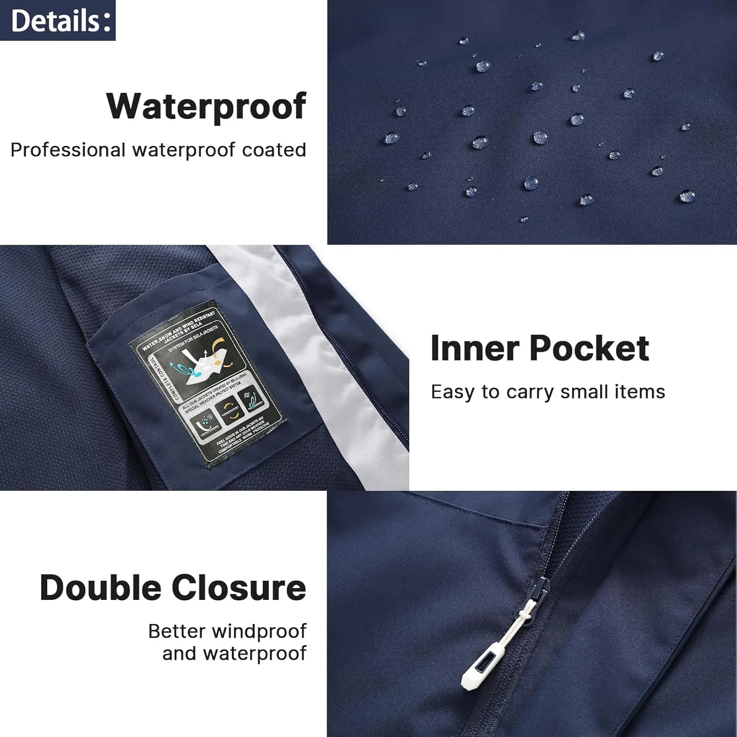 Lamgool Waterproof Jackets for Men Lightweight Rain Jacket Hooded Raincoat Zip Windbreaker for Running Hiking Travel