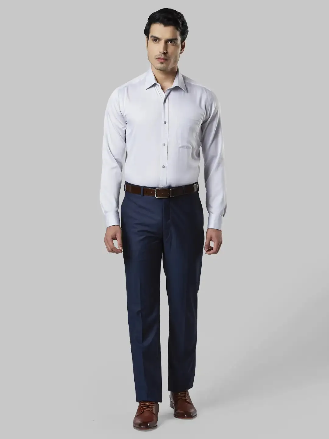 Men Grey Contemporary Fit Cotton Shirts