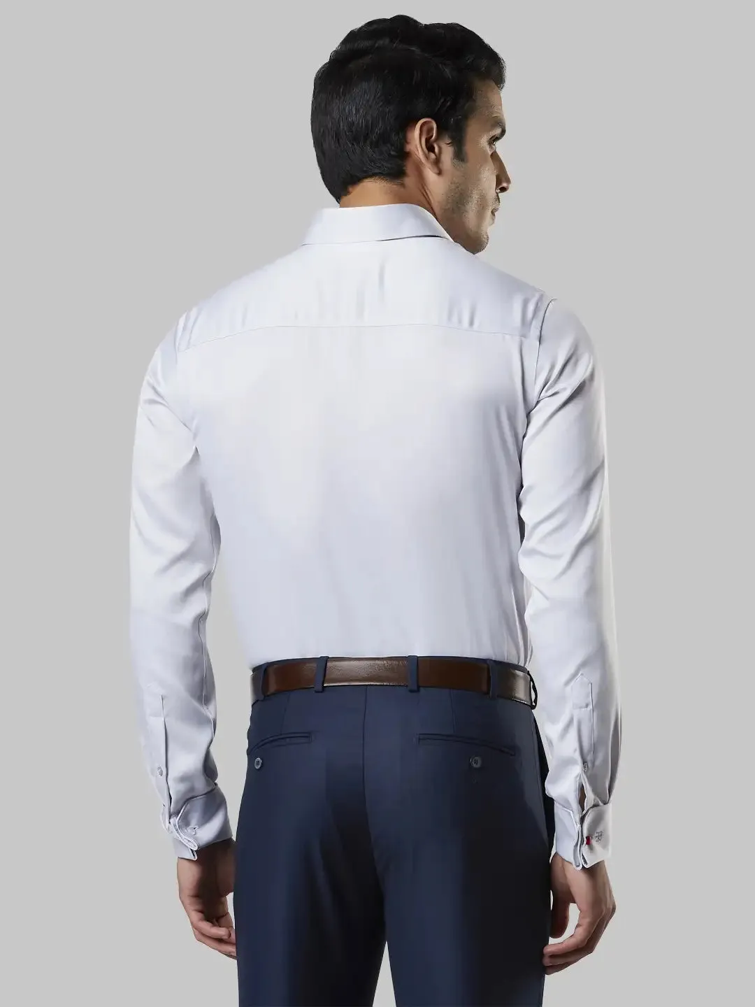 Men Grey Contemporary Fit Cotton Shirts