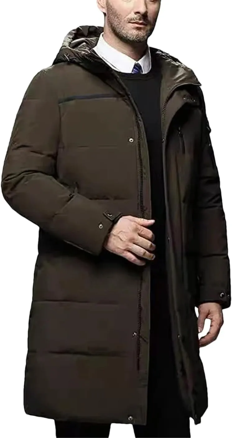 Men Long Duck Down Coats Winter Hooded Casual Down Jackets Male Outdoor Windproof Warm Jackets