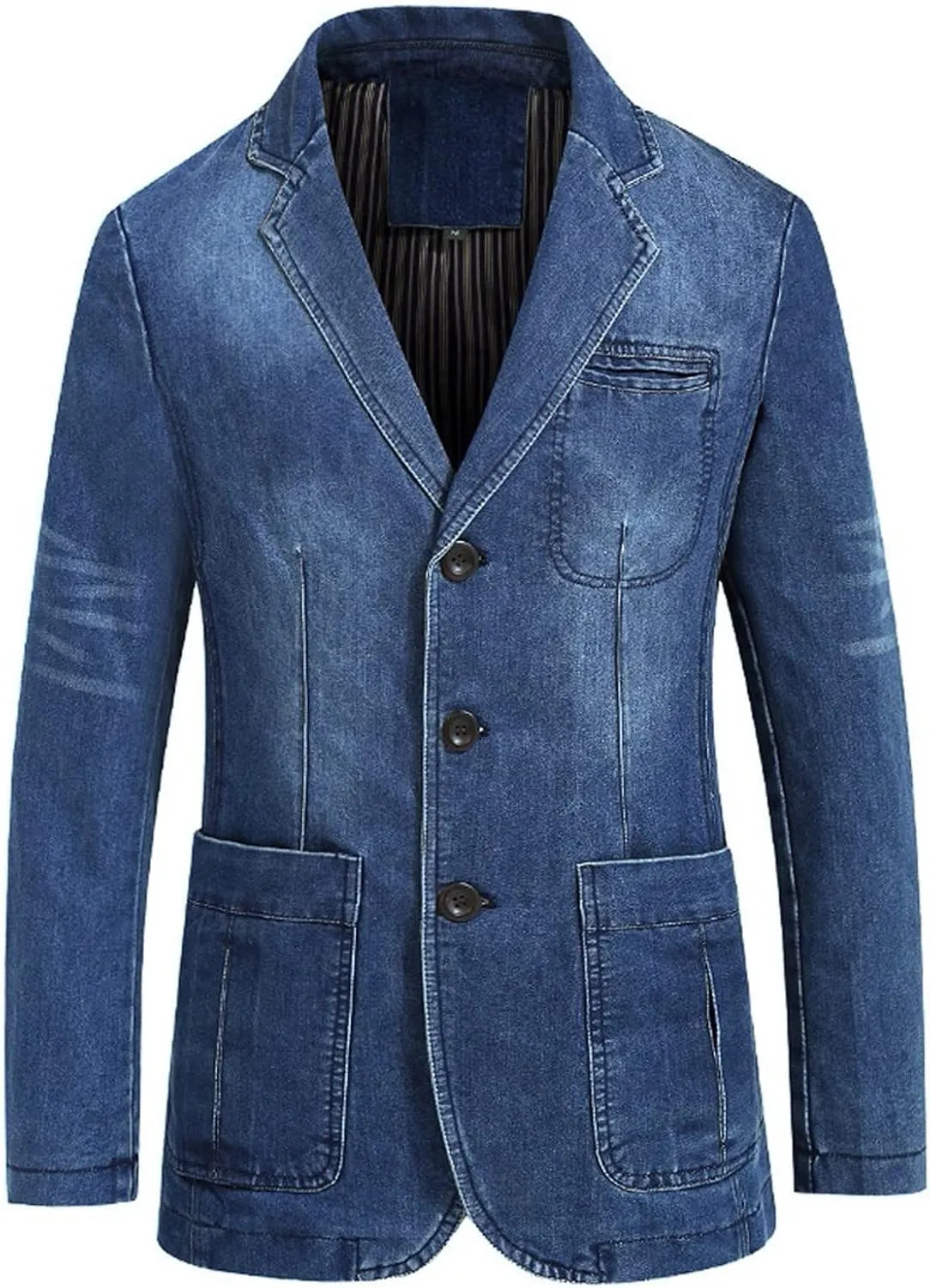 Men's Casual Solid Cotton Denim Jacket Classic Fit Vintage Distressed Western Cowboy Trucker Jackets