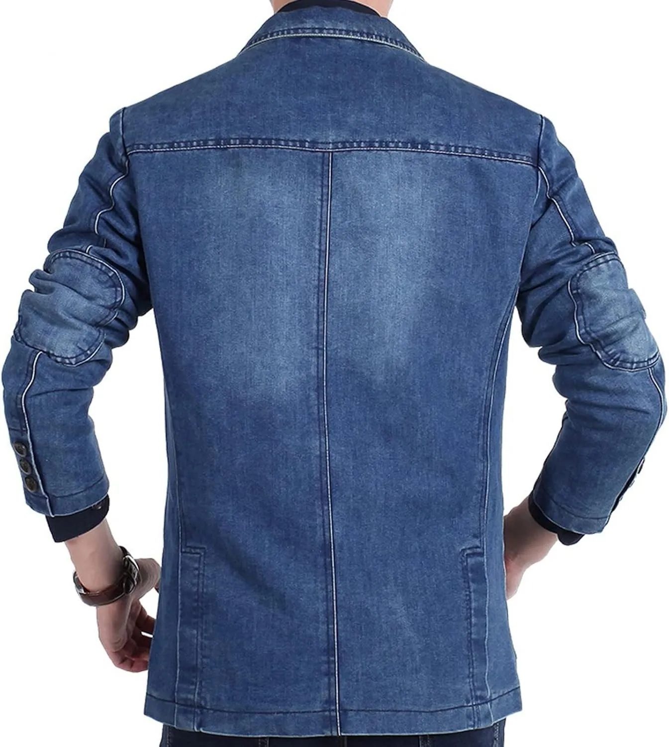 Men's Casual Solid Cotton Denim Jacket Classic Fit Vintage Distressed Western Cowboy Trucker Jackets