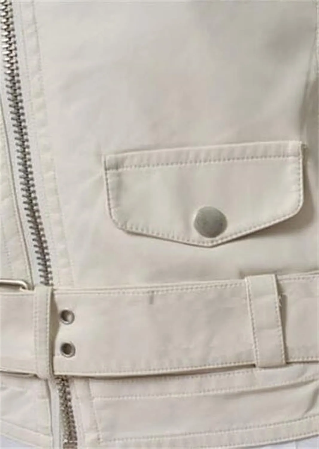 Men's Denim Jackets Leather Vest Korean Version Slim Fit Zip Lapel Short Leather Coat