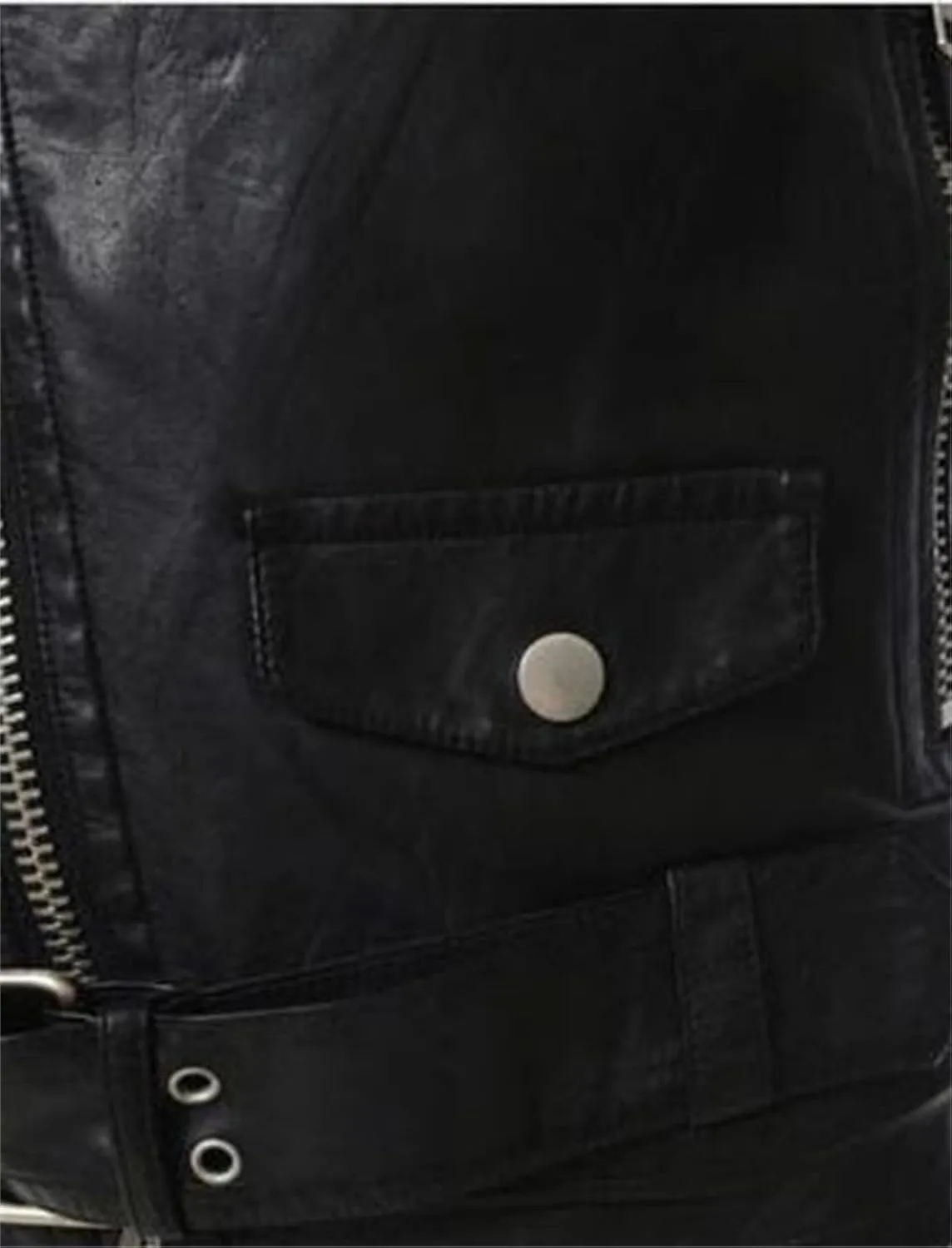 Men's Denim Jackets Leather Vest Korean Version Slim Fit Zip Lapel Short Leather Coat