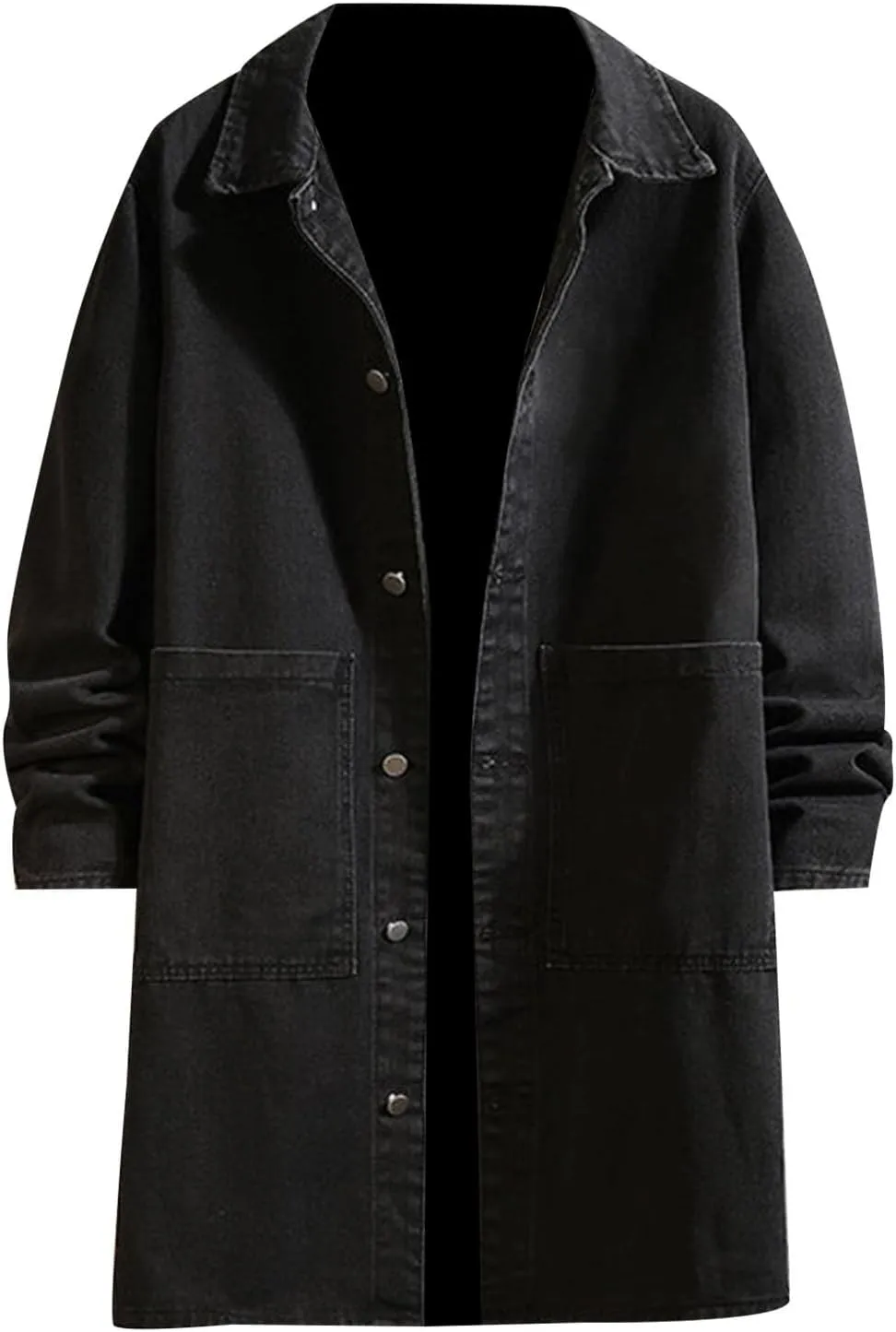 Men's Denim Jackets Winter and Autumn Loose Casual Denim Trench Coat Long Coat
