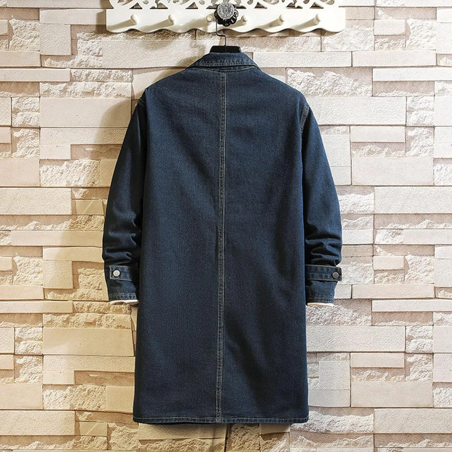 Men's Denim Jackets Winter and Autumn Loose Casual Denim Trench Coat Long Coat