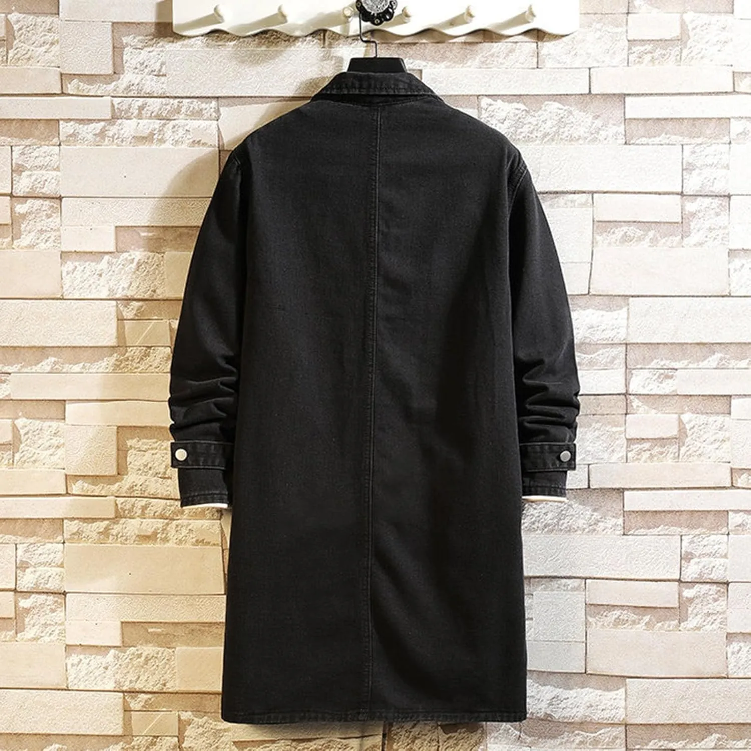 Men's Denim Jackets Winter and Autumn Loose Casual Denim Trench Coat Long Coat
