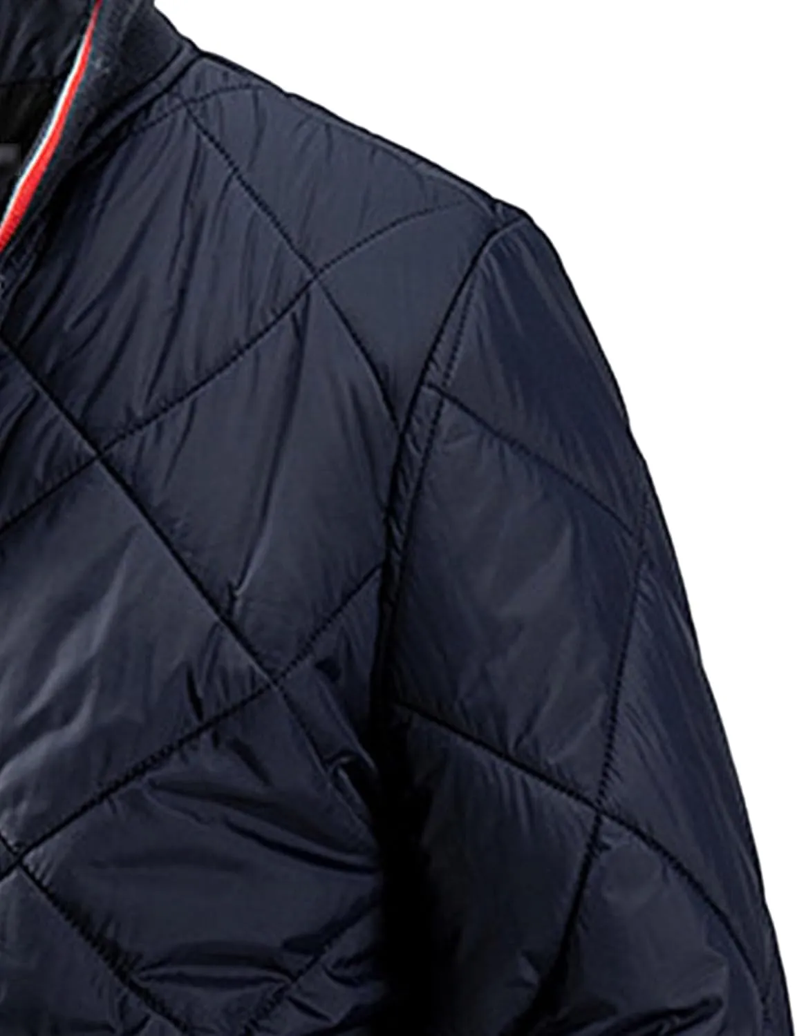 Mens Diamond Quilted Jacket Cotton Sportwear Full Zipper Bomber Coats Lightweight Padded Windbreaker Jackets