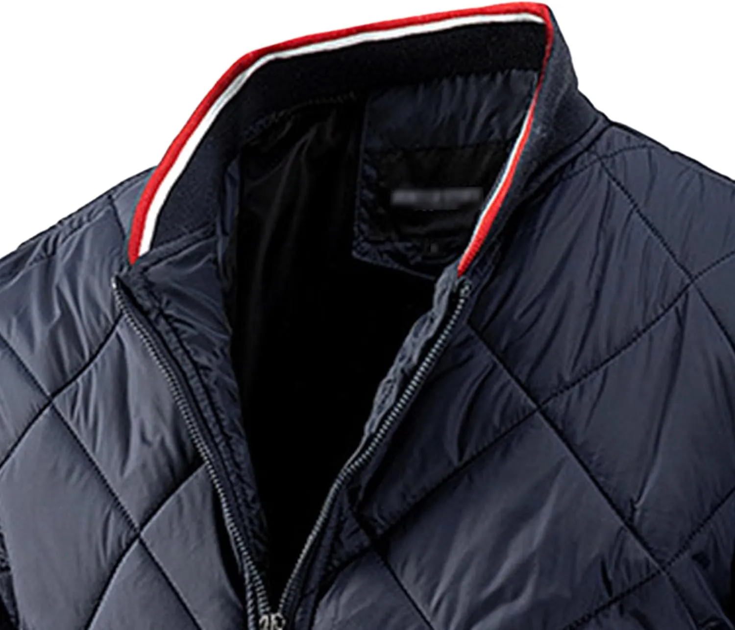 Mens Diamond Quilted Jacket Cotton Sportwear Full Zipper Bomber Coats Lightweight Padded Windbreaker Jackets