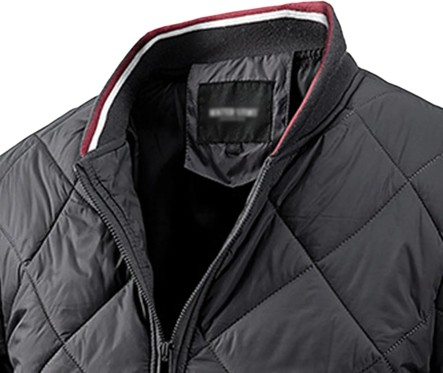 Mens Diamond Quilted Jacket Cotton Sportwear Full Zipper Bomber Coats Lightweight Padded Windbreaker Jackets