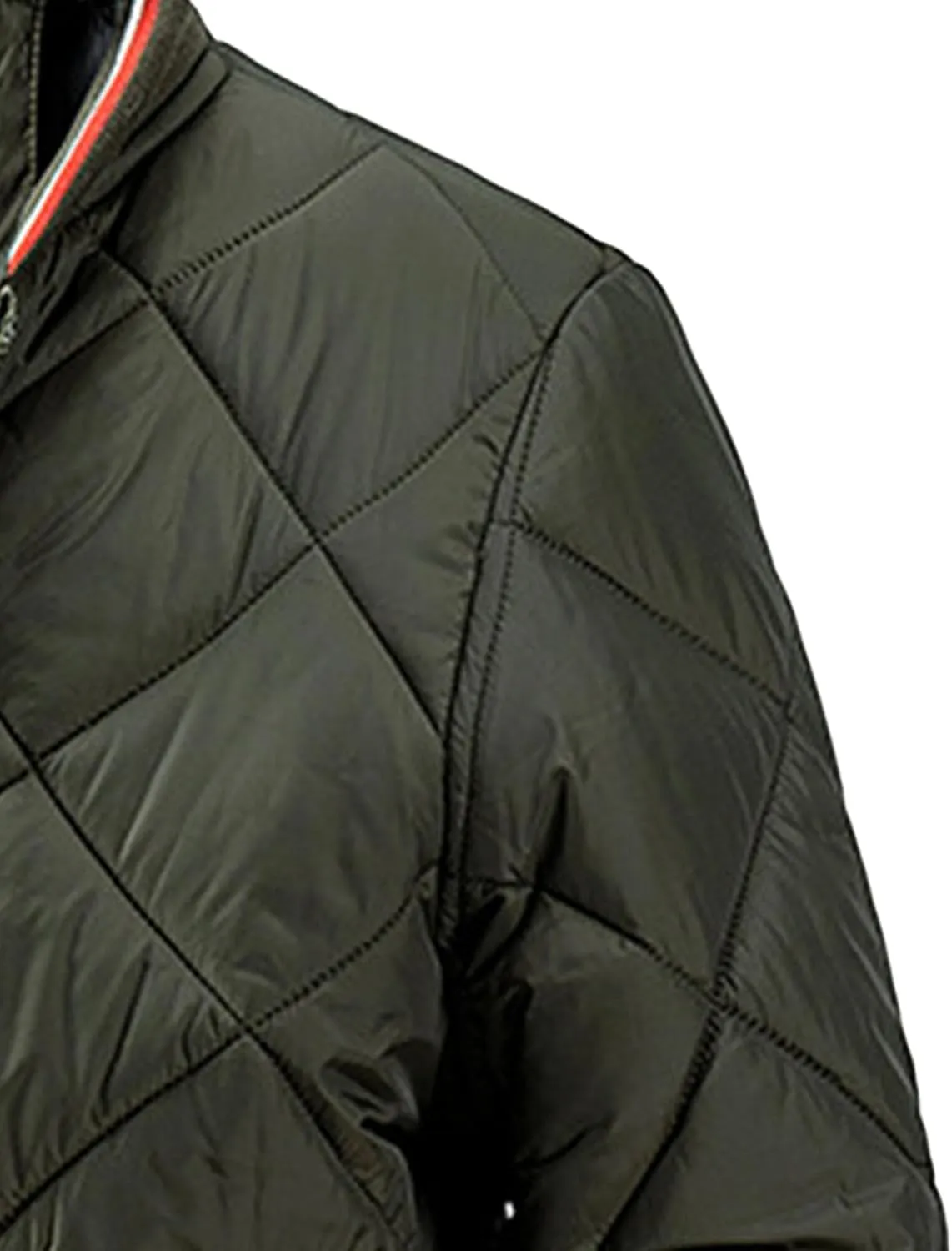 Mens Diamond Quilted Jacket Cotton Sportwear Full Zipper Bomber Coats Lightweight Padded Windbreaker Jackets