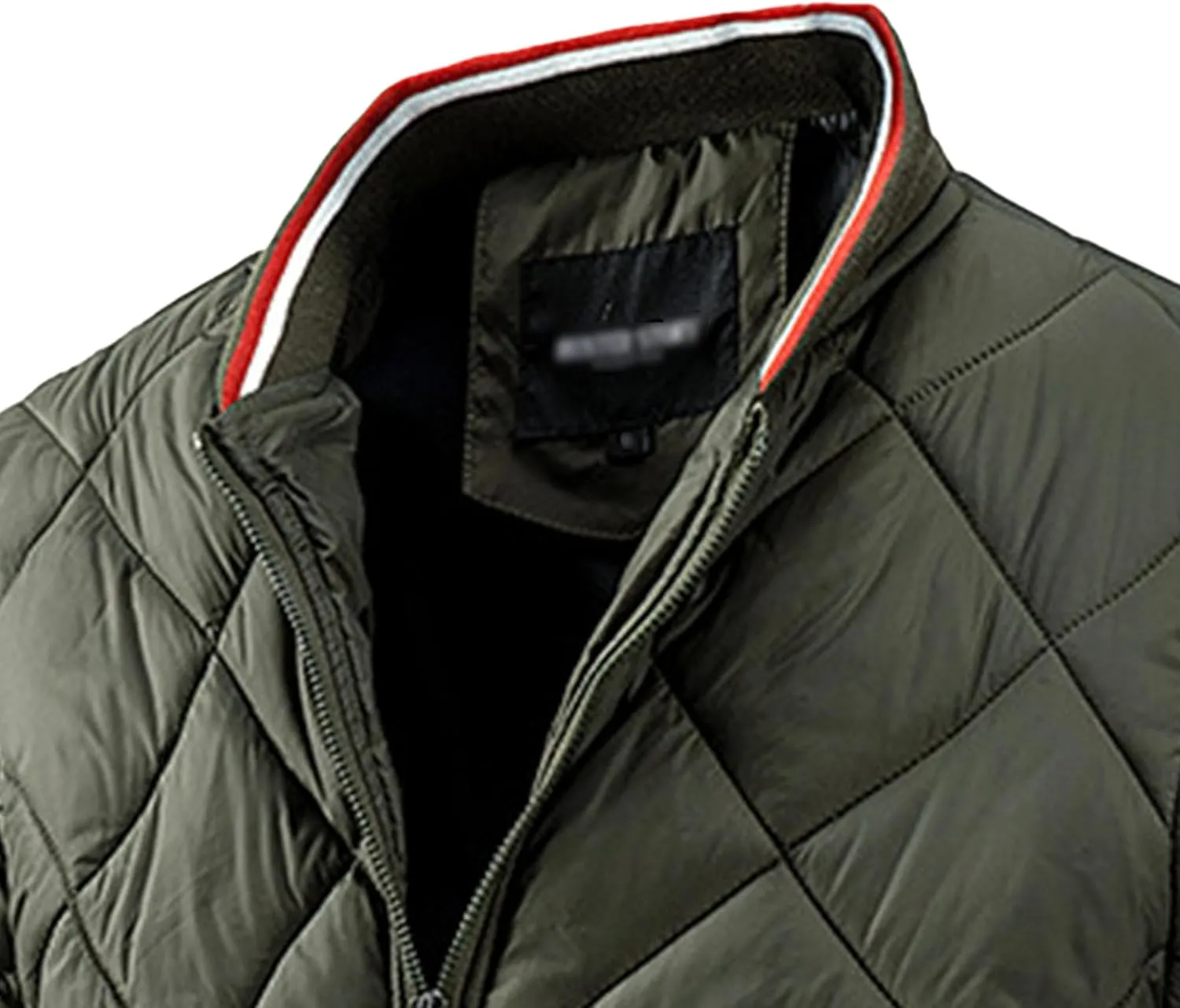 Mens Diamond Quilted Jacket Cotton Sportwear Full Zipper Bomber Coats Lightweight Padded Windbreaker Jackets