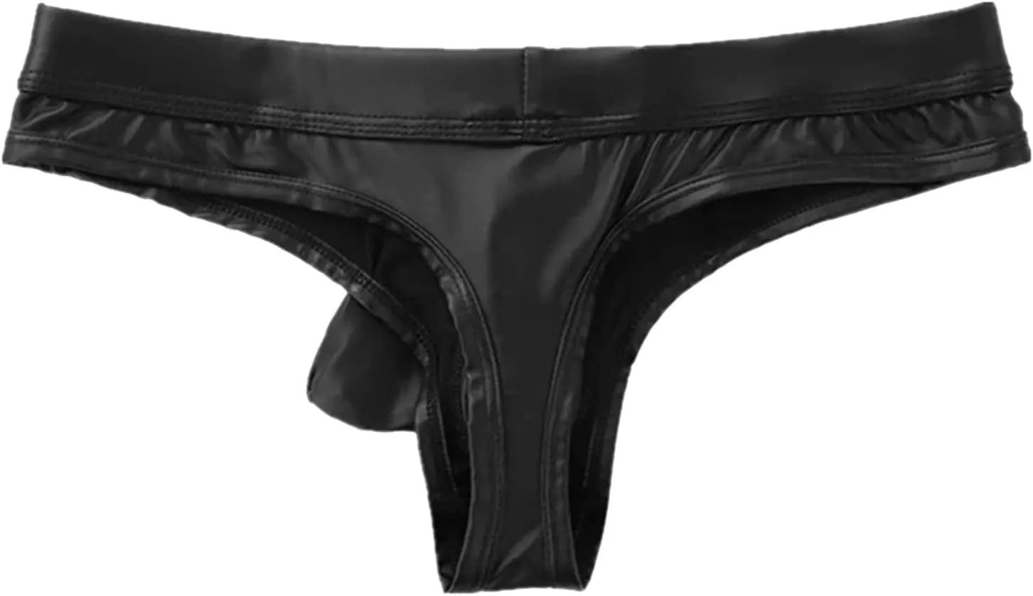 Mens Four Seasons Fashion Casual Solid Color Sexy Soft Leather Taste Underwear Wet