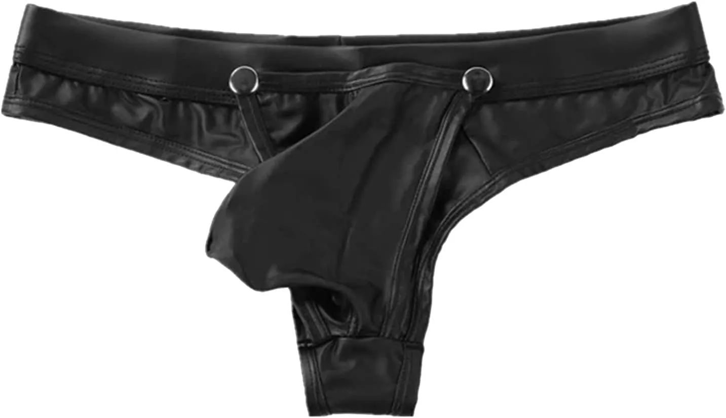 Mens Four Seasons Fashion Casual Solid Color Sexy Soft Leather Taste Underwear Wet