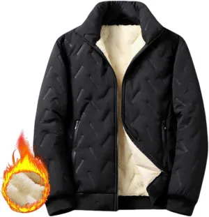 Mens Quilted Winter Jacket with Faux Fleece Lining, Men's Fleece Jackets & Coats, Down Jacket, Winter Hoodies